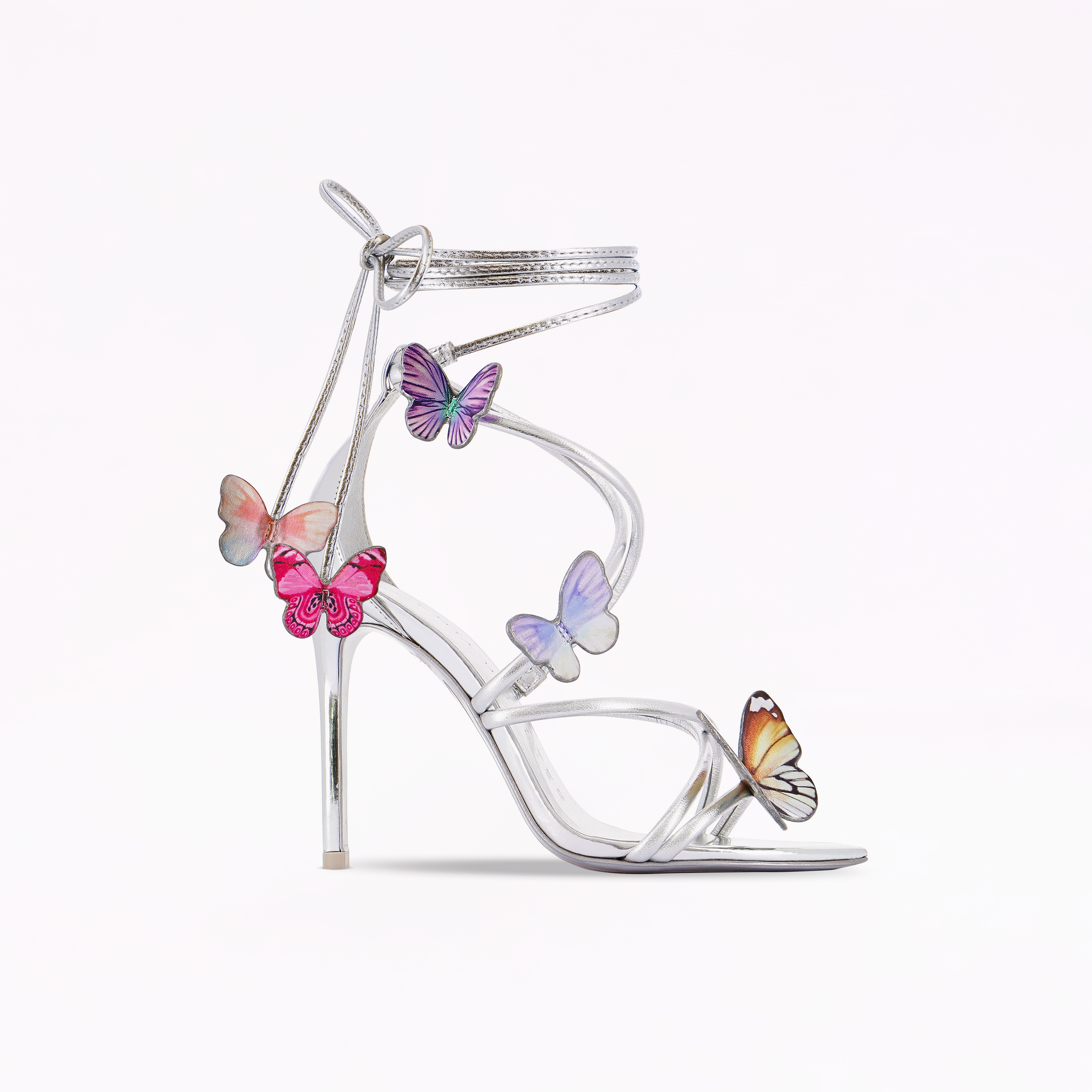 Vanessa Butterfly Silver Multi Strappy Heel Sandal