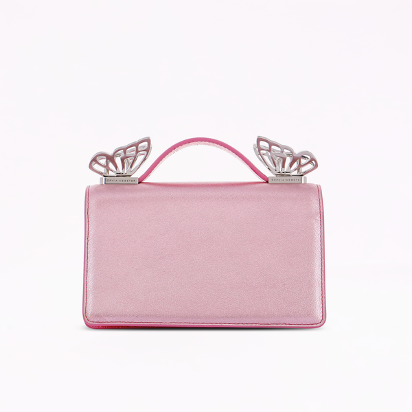 Mariposa Pink Metallic Leather Mini Butterfly Shoulder Bag