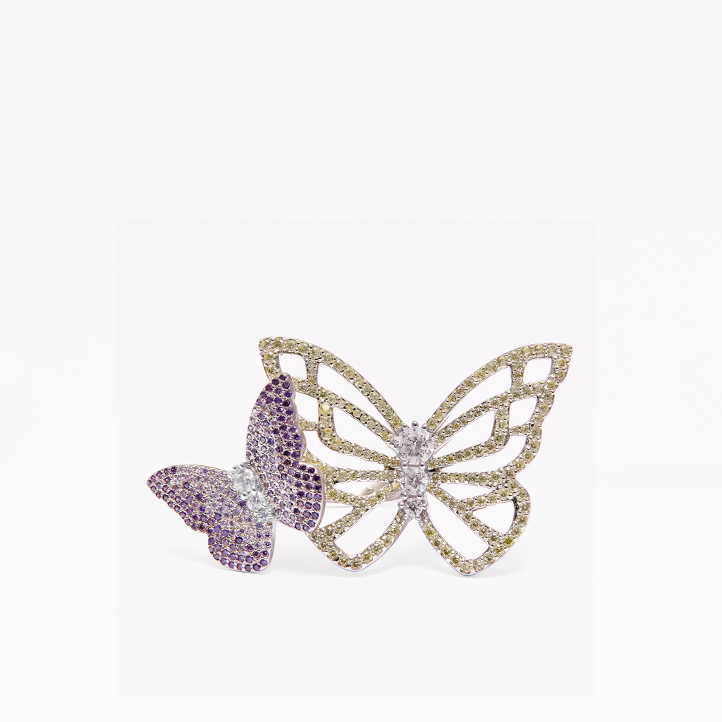 Papillon Silver Violet Citrine Statement Ring