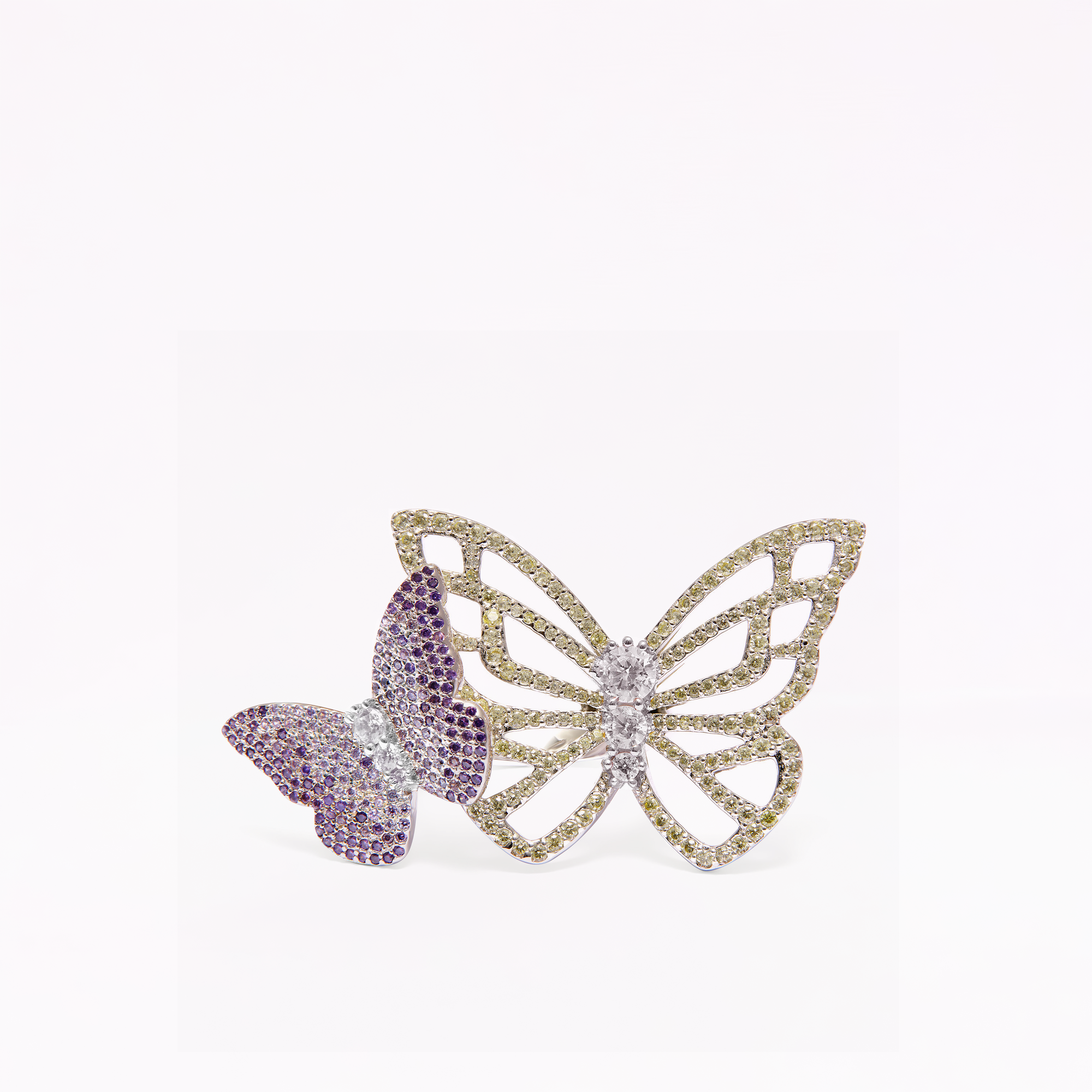 Papillon Silver Violet Citrine Statement Ring