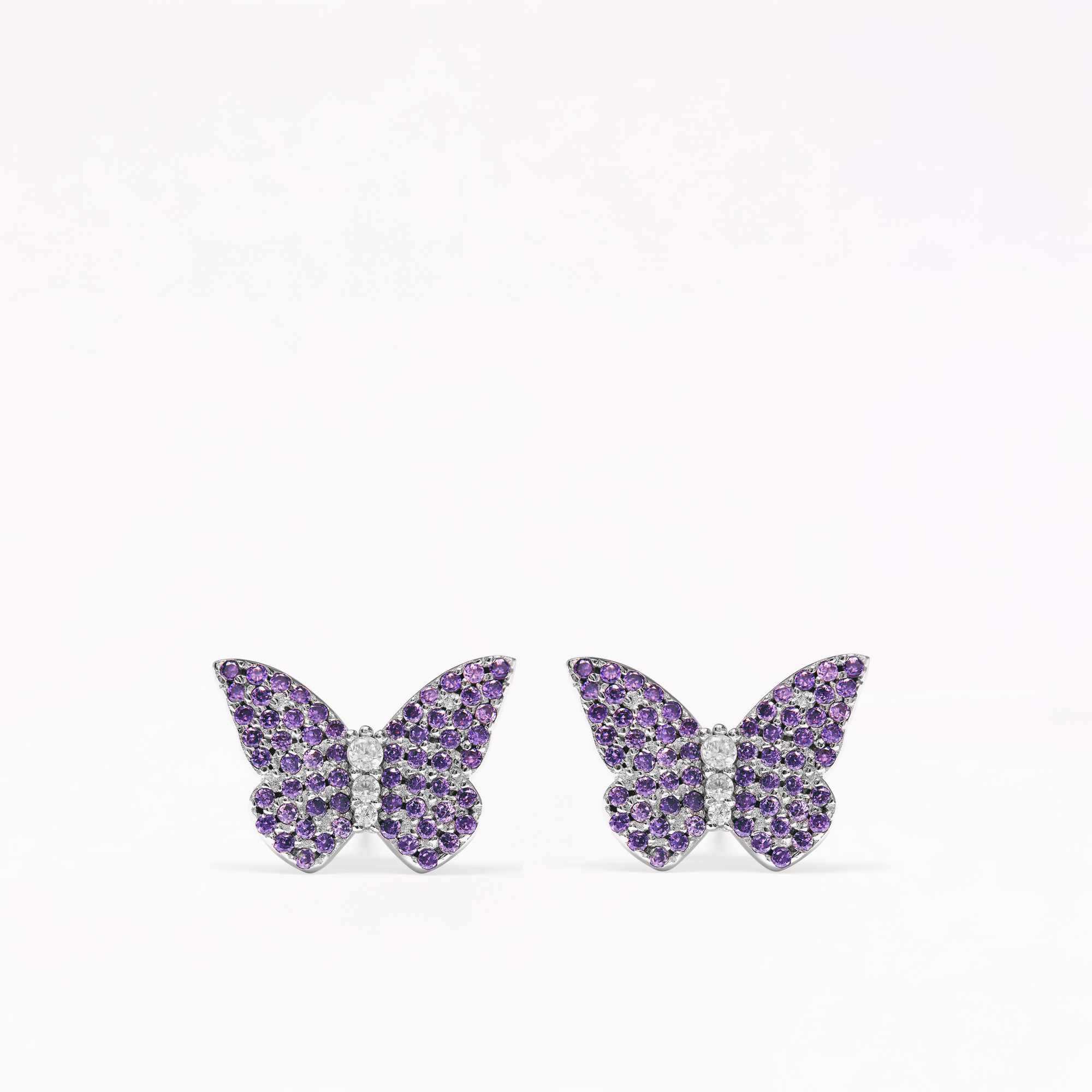 Papillon Silver Violet Stud Earrings