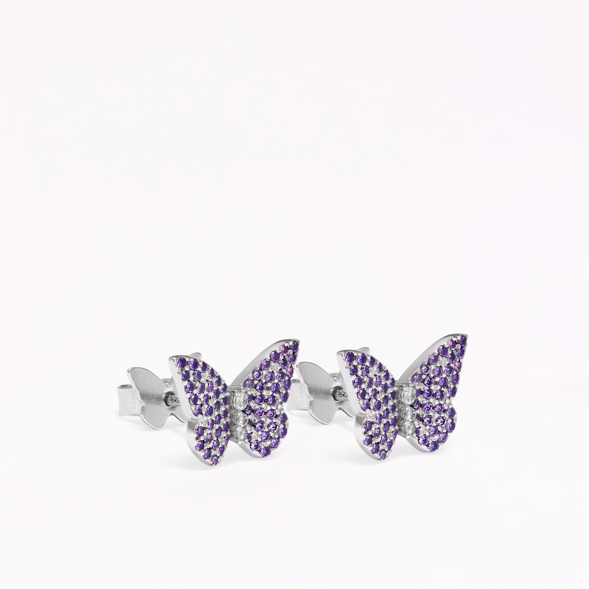Papillon Silver Violet Stud Earrings
