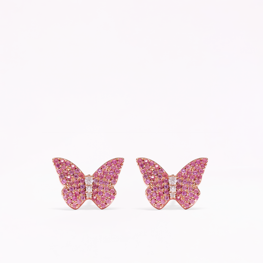 Papillon 18K Rose Gold Cerise Stud Earrings