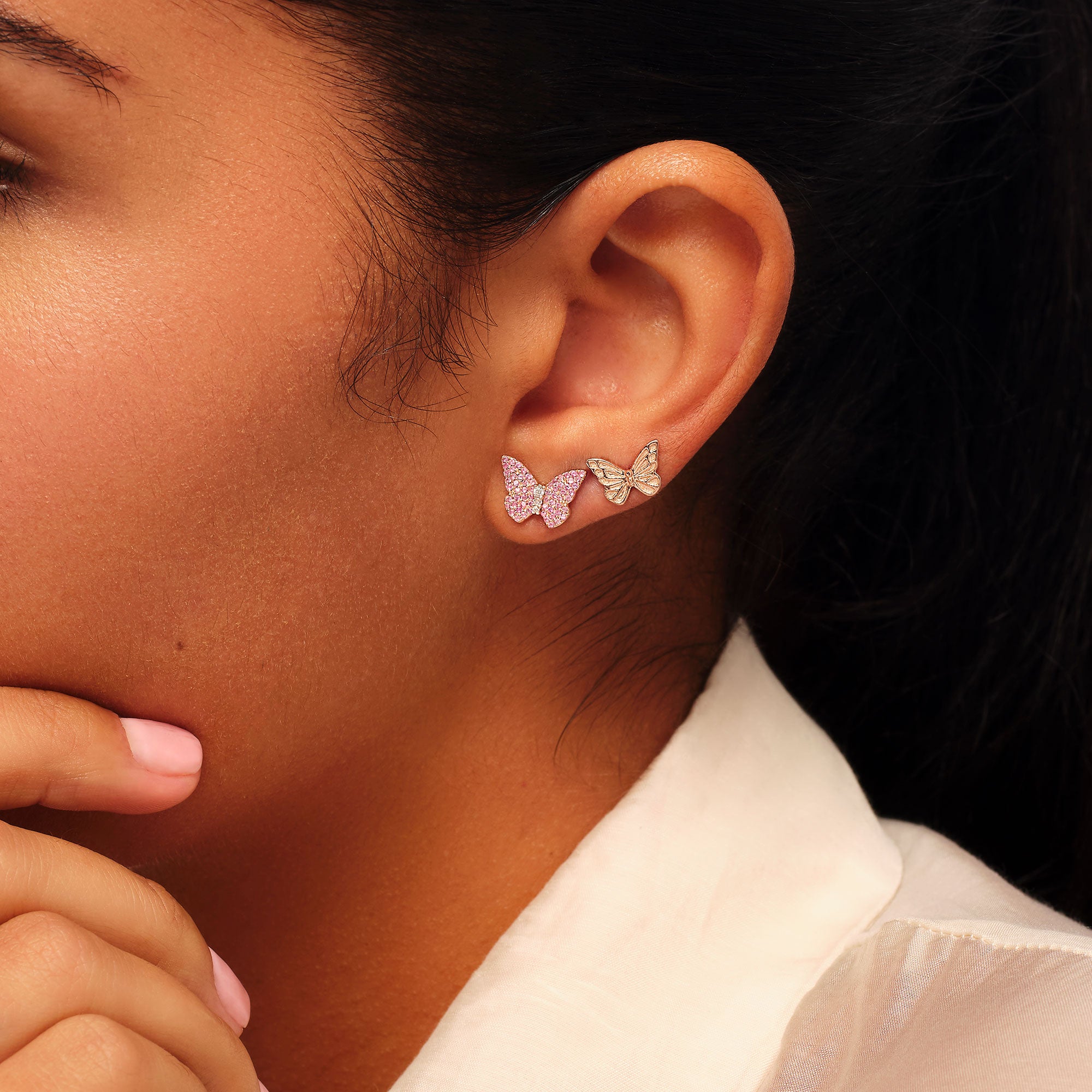 Papillon 18K Rose Gold Cerise Stud Earrings