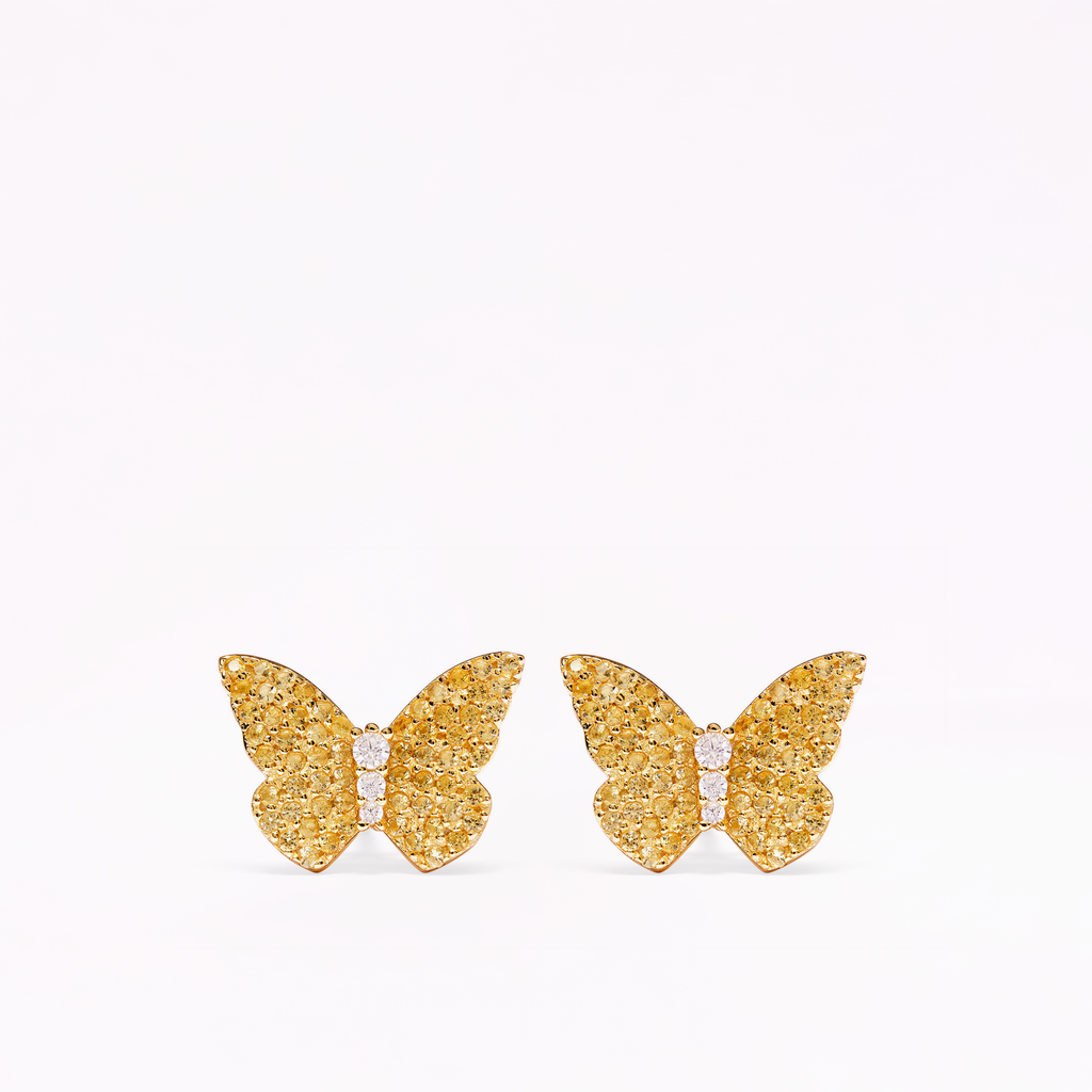 Papillon 18K Gold Citrine Stud Earrings