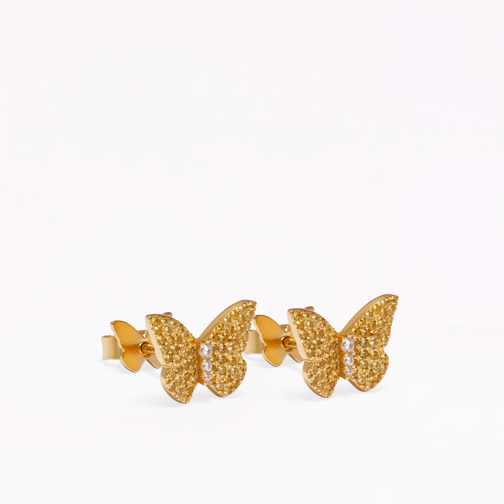 Papillon 18K Gold Citrine Stud Earrings