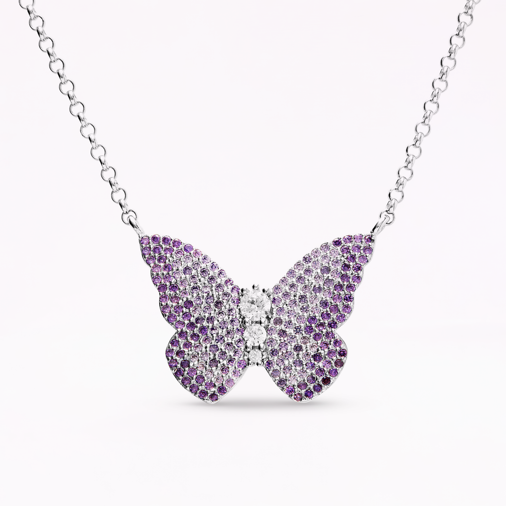 Papillon Silver Violet Pendant Necklace
