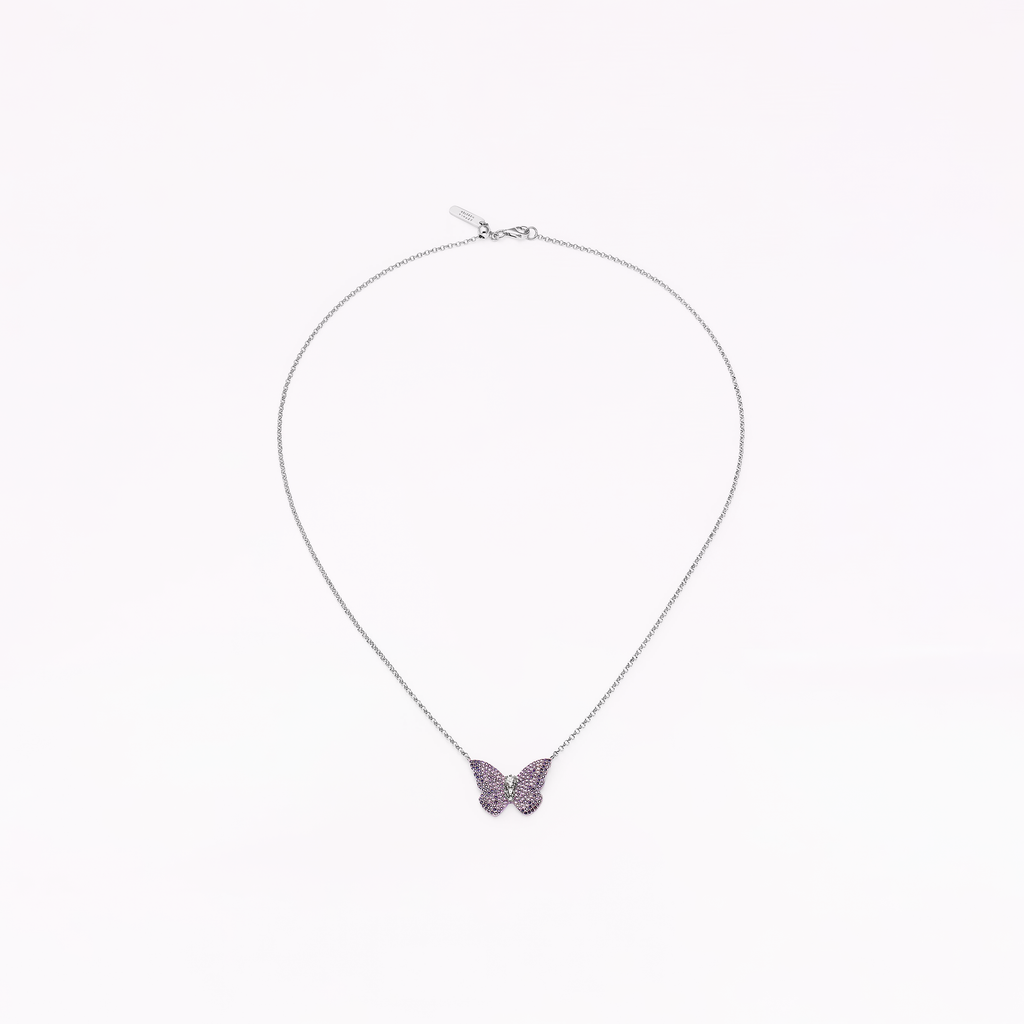 Papillon Silver Violet Pendant Necklace