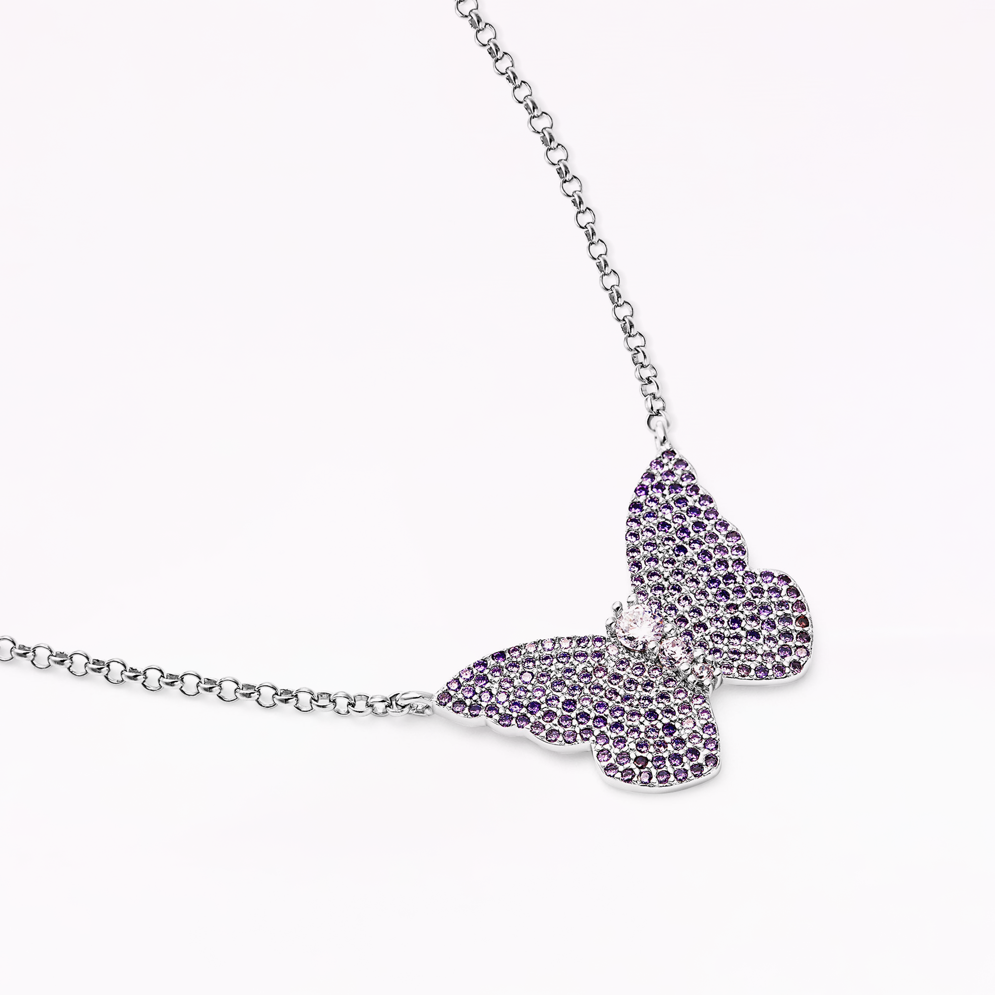 Papillon Silver Violet Pendant Necklace