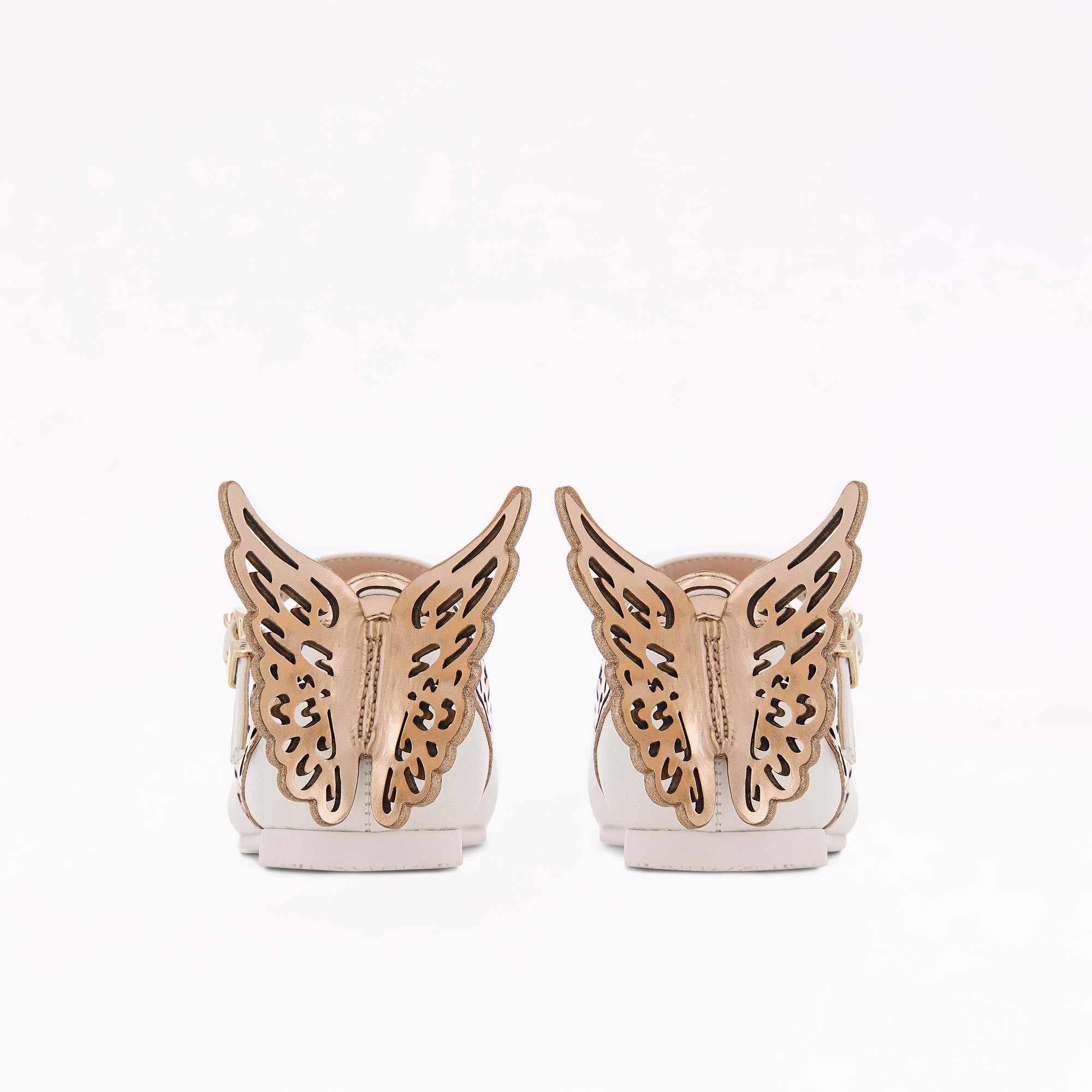 Evangeline Butterfly Girls White & Rose Gold Flat Shoe – Sophia Evangeline Butterfly Girls White & Rose Gold Flat Shoe – Sophia