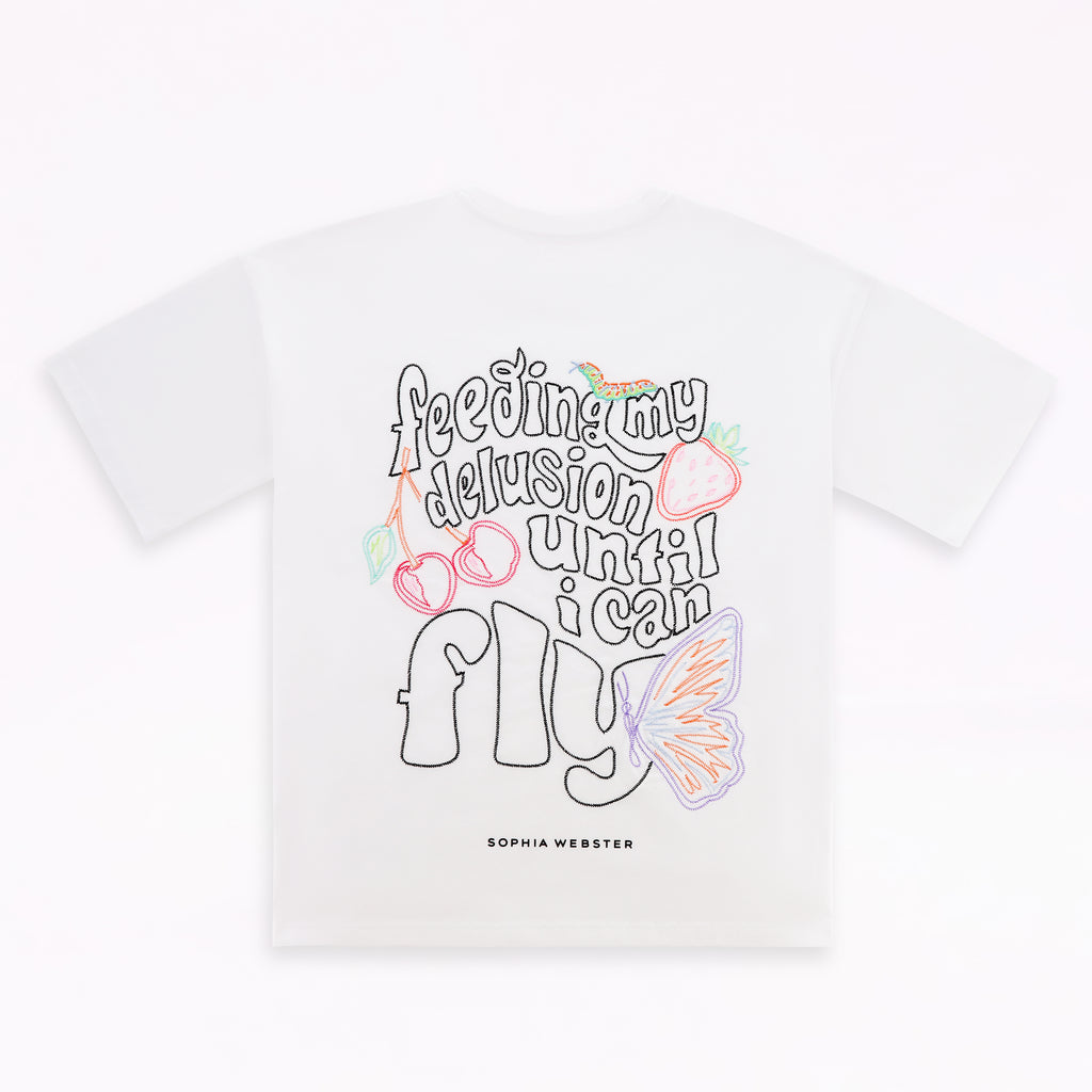 Feeding My Delusion Embroidery Oversized T-Shirt