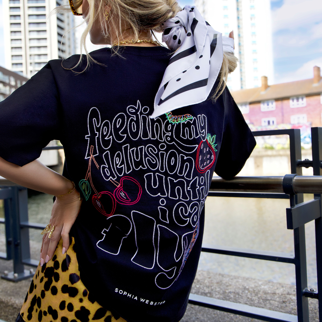 Feeding My Delusion Embroidery Oversized T-Shirt