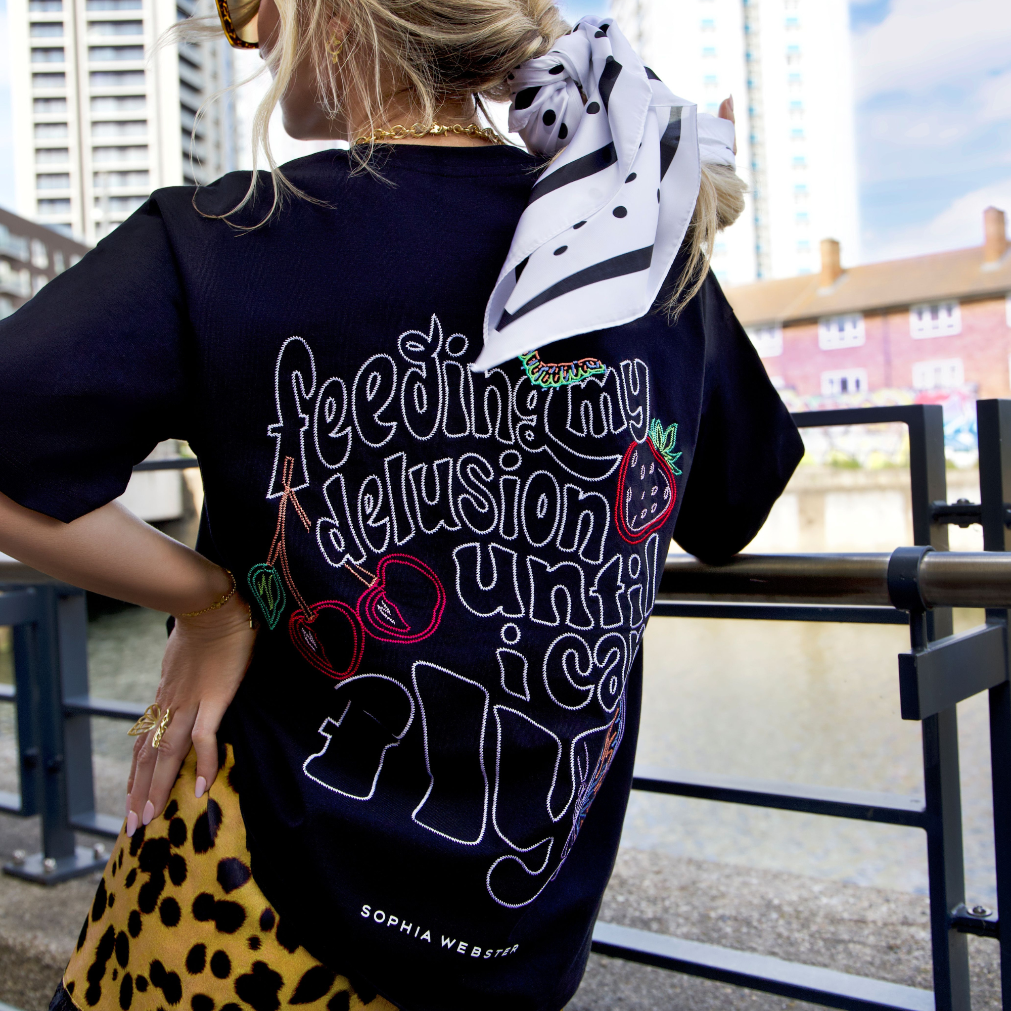 Feeding My Delusion Embroidery Oversized T-Shirt