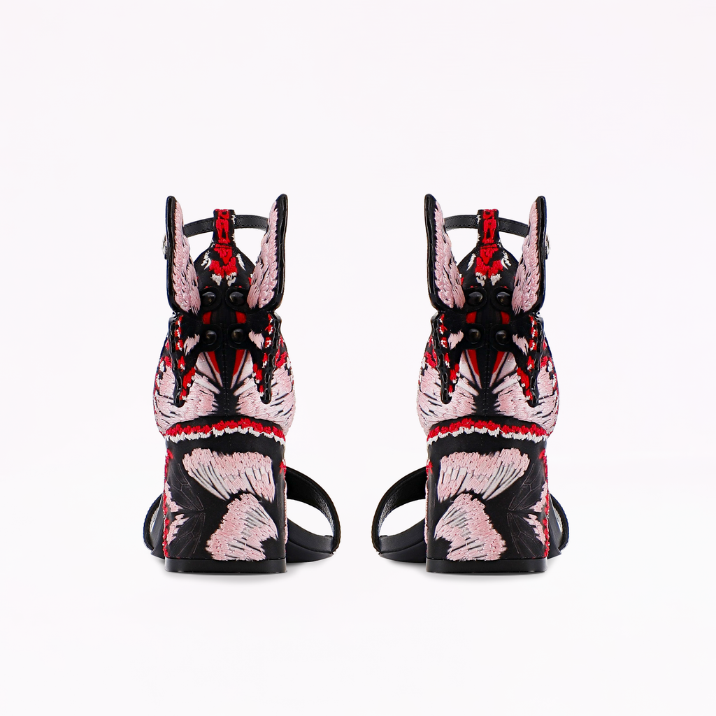 Chiara Embroidery Mid Block Sandal