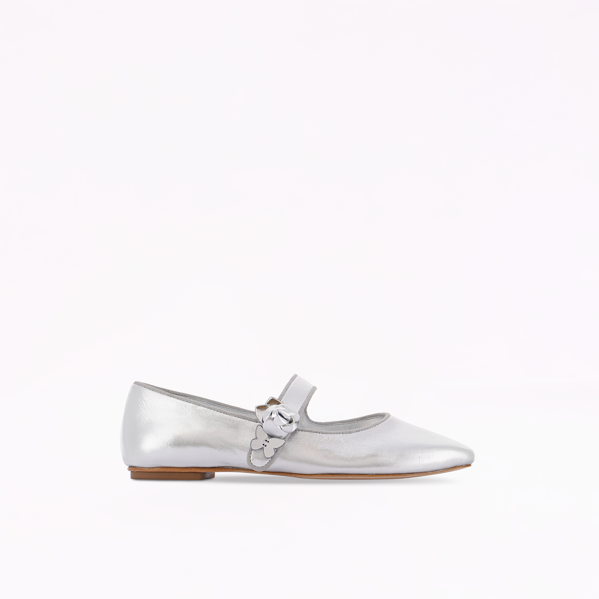 Titania Silver Flower Leather Mary Jane Ballet Flat – Sophia Webster
