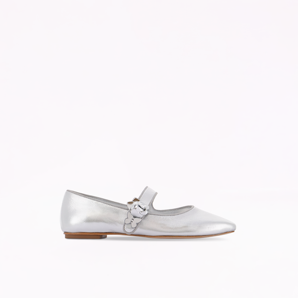 Titania Silver Flower Leather Mary Jane Ballet Flat – Sophia Webster