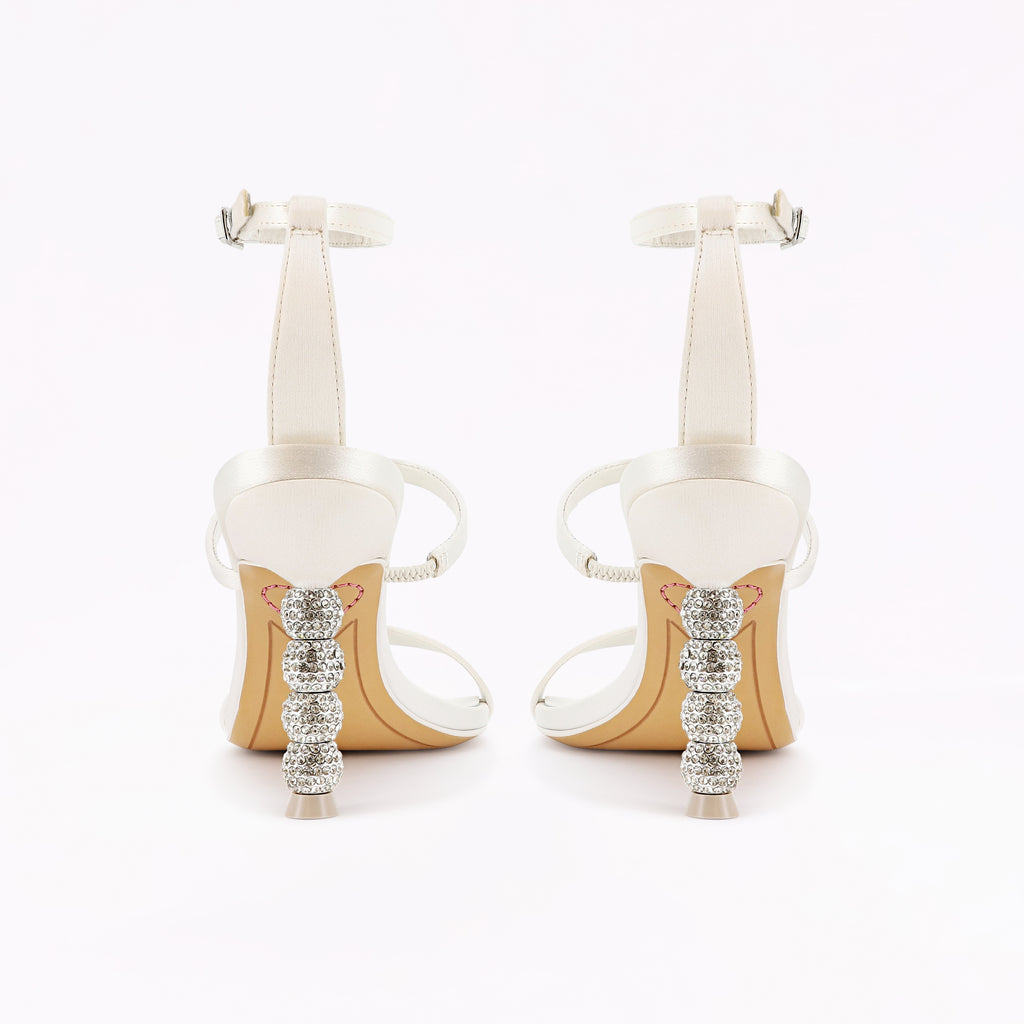 Rosalind Mid Sandal Ivory Satin