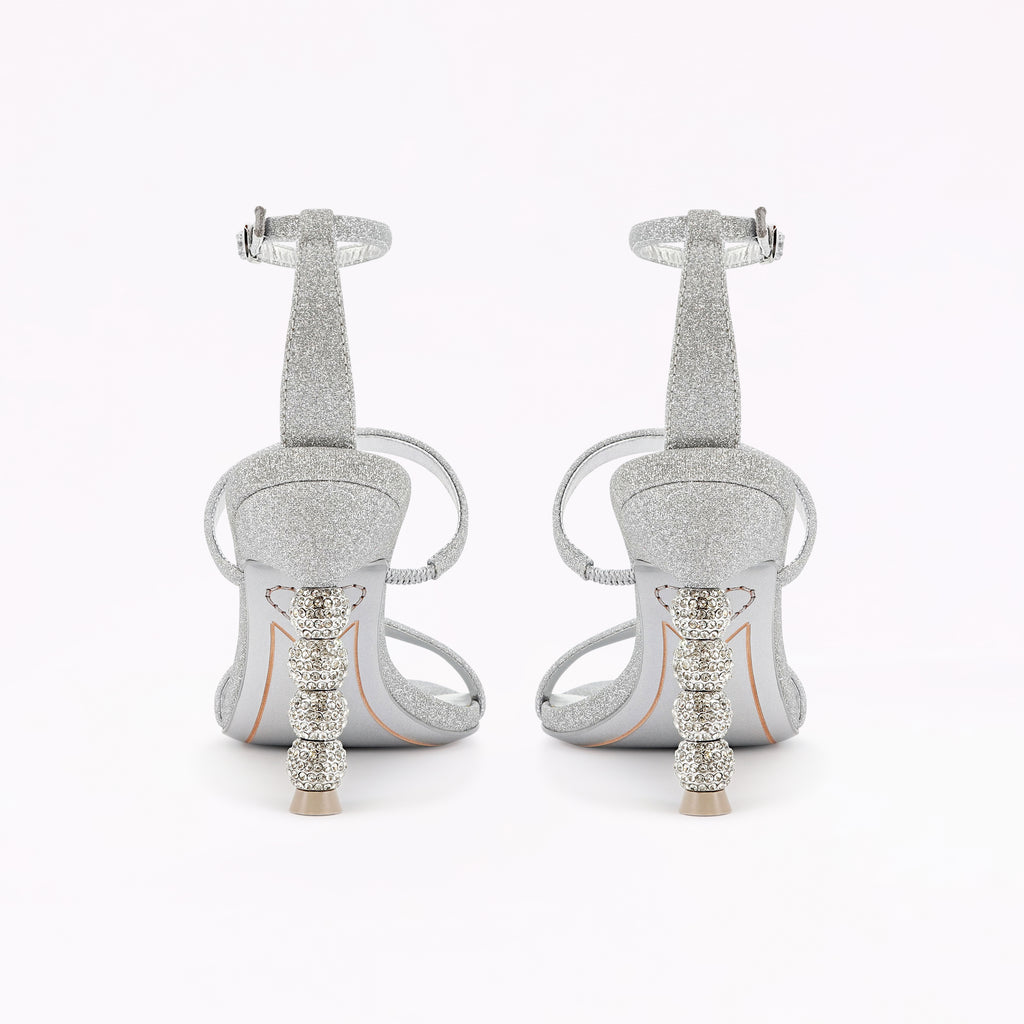 Rosalind Mid Sandal Silver Lurex Glitter